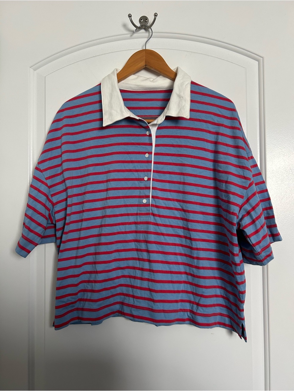 GAP Striped Rugby Cotton Polo Size XXL blue red preppy nautical fall retro 90s